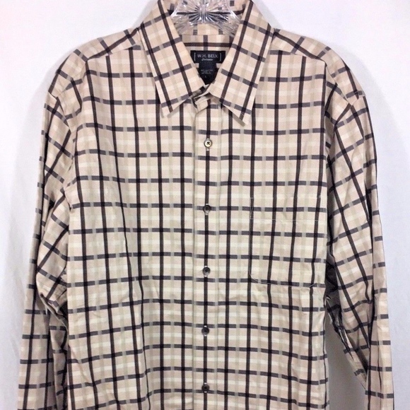 325 Belk Ls Plaid Button Down Shirt Tan 